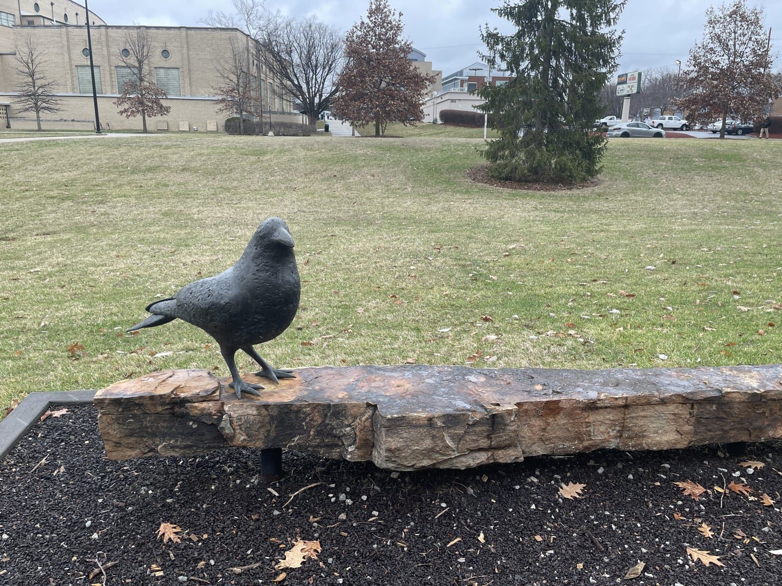 Stone Bench with Great Raven #1